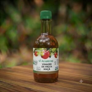 Garrafa de vinagre de maçã orgânico Almaromi com fundo natural – Empório Naturelo